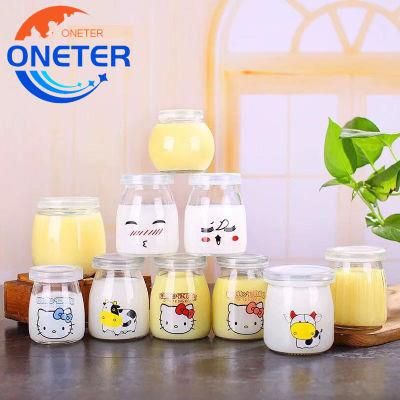 100ml Wholesale Hot Sale Yogurt/Milk /Parfait / Pudding Cup Transparent Glass Jars with Various Food Safety Lids