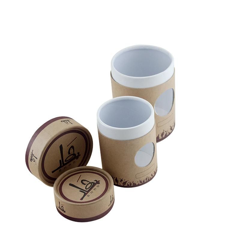 Customized Front Clear Window Round Cylinder Printed Paper Tea Box