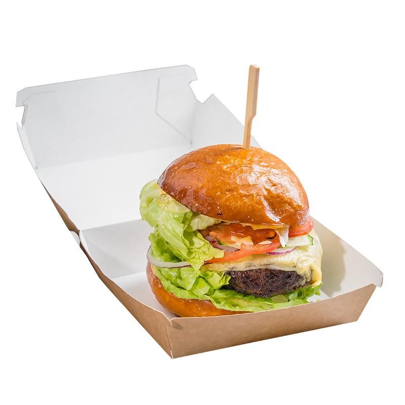 5% off Cardboard Burger Box Kraft Paper Hamburger Box for Fast Food Takeaway Packaging