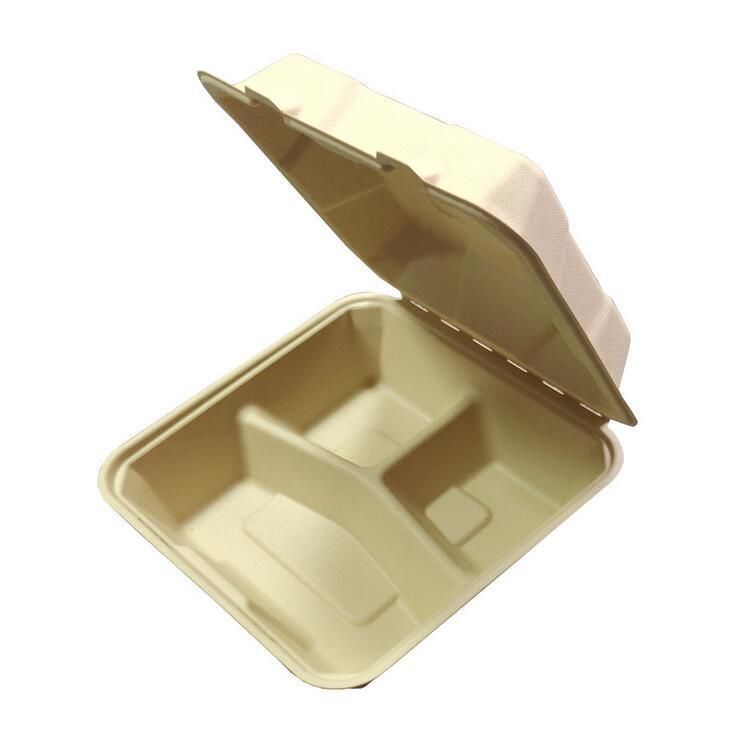 Disposable Eco Microwavable 6*6 8*8 9*9 Inch Restaurant Carryout Lunch Meal Takeout Storage Food Container Boxes 450ml 1200ml Bagasse Sugarcane Pulp Tableware