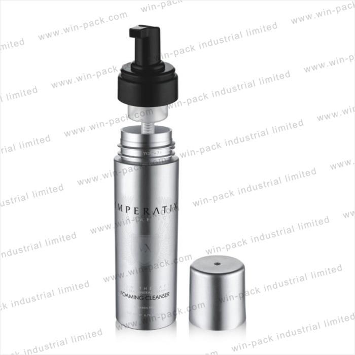 200ml Cosmetic Empty Silver Round Plastic Lotion Container Bottles with Pump and Cap