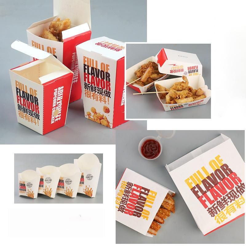 Custom Disposable Kraft Paper Packaging Fast Food Takeout to Go Hamburger Hot Dog Fried Chicken Food Box