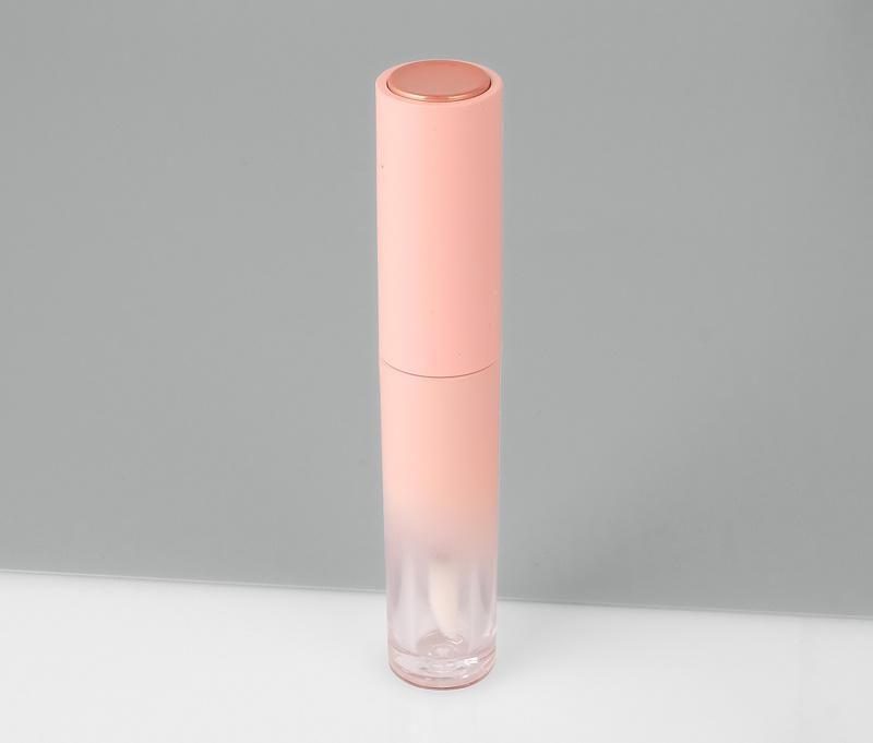 Super Lovely High Quality 5ml Pink Gradient Empty Plastic Lip Gloss Packaging Custom Top Lip Gloss Tubes with Nude Pink Wands