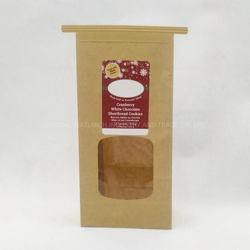 Square Block Flat Bottom Kraft Paper Bag with Window