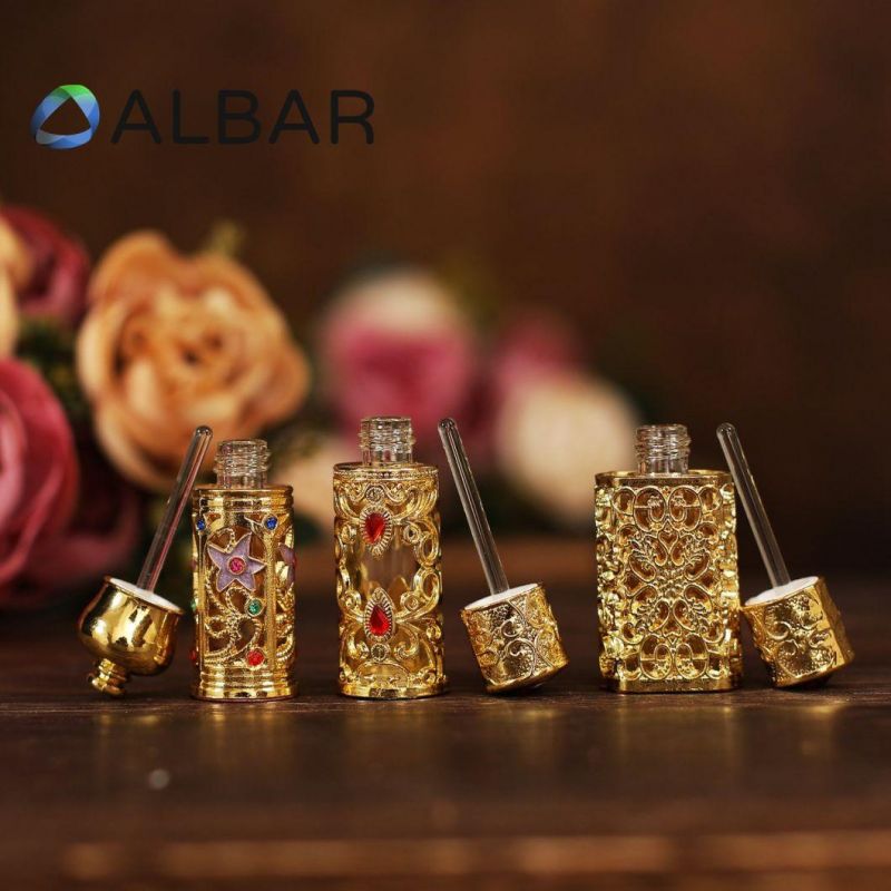 Stylish Antique Perfume Bottles in Round and Flat with Diamonds and Colorful Paintings