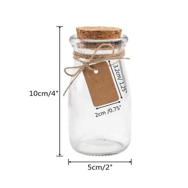 High Quality Empty Transparent Vial Milk 100ml 200ml Glass Jar with Cork Lid