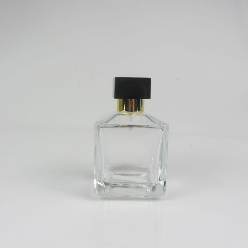 Square 100ml Transparent Empty Glass Perfume Spray Bottle