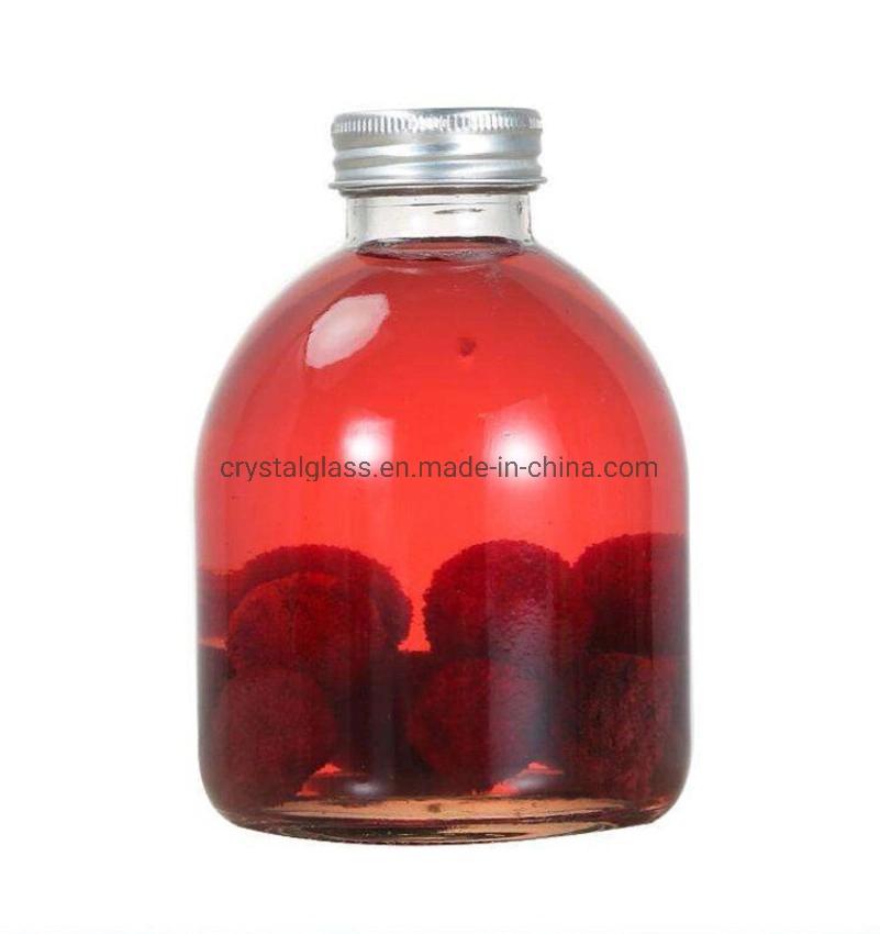 250ml 350ml 500ml Glass Beverage Bottle Large Capacity Carbonate Juice Cup Enzyme Glass Bottle with Stainless Steel Lid