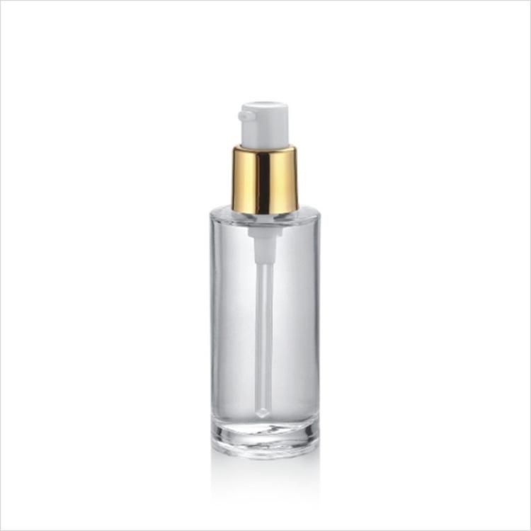 Glass Lotion Pump Bottle for Skin Care Toner Bottle with Aluminium Gold Pump and Cap Cosmetic Jar Set 40/50/100/120ml