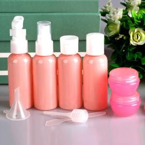 9 Piece Set Pink Plastic Travel Set, Pump Sprayer Bottle (PT03)