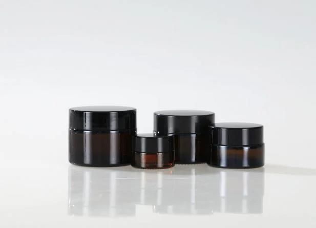 Amber Glass Round Cosmetic Cream Jars 20ml 30ml 50ml