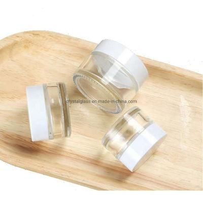 10ml 20ml 30ml 50ml 100ml Clear Glass Cosmetic Cream Jar with Different Color Lid