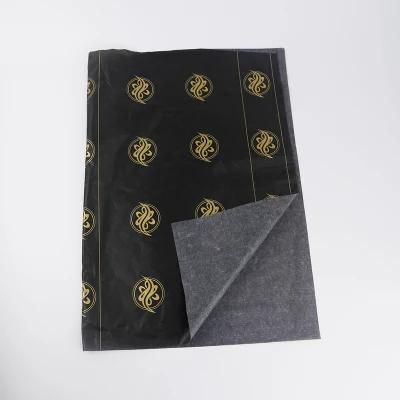 Custom 17GSM Gold Stamp Printed Black Tissue Paper