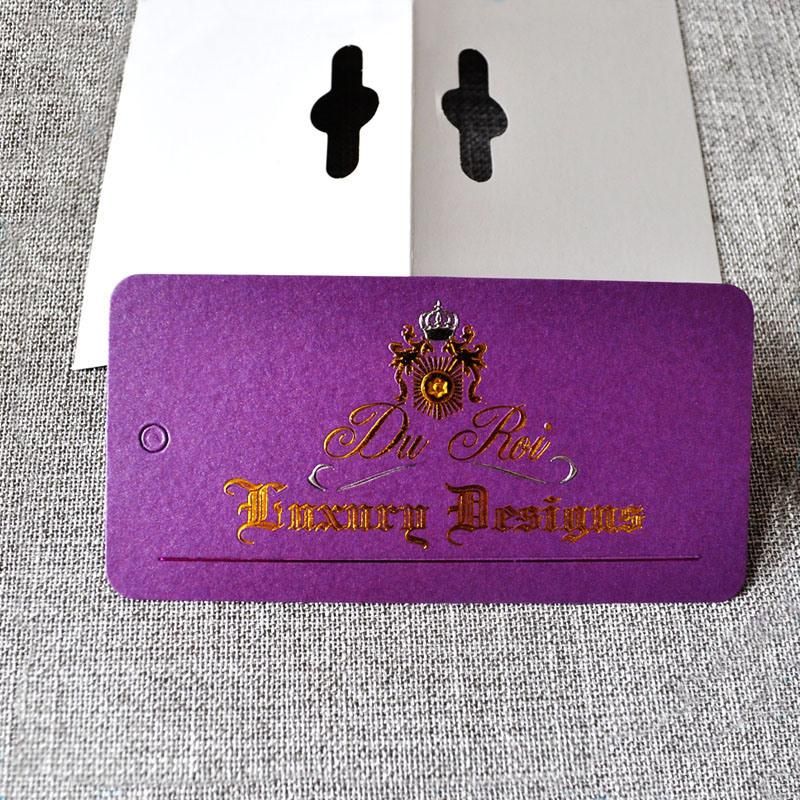 High Quality Custom Gold Stamping Hot Silver Hang Tag with Delicate Design for Clothing