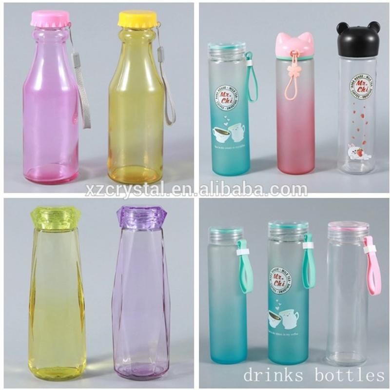 400ml Color Spray Glass Water Juice Beverage Drinks Sports Tea Travel Bottle with Cap