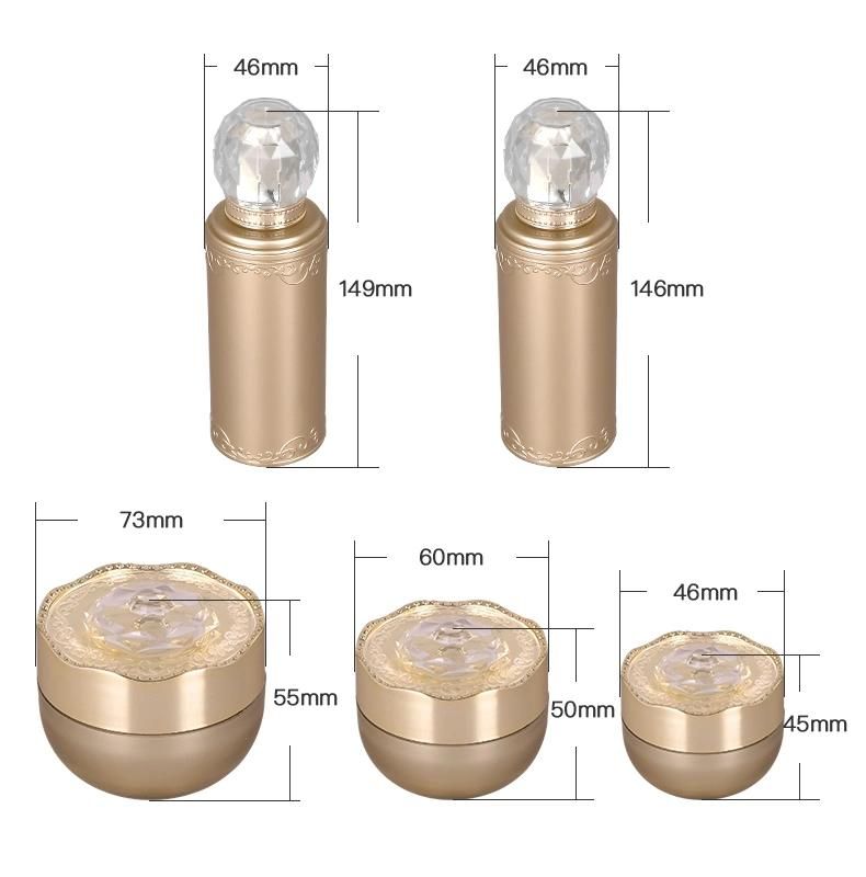 10g 15g 50g 120ml 130ml New Design Gold Acrylic High-End Plastic Jar and Bottle Set Cosmetic Packaging for Skin Care