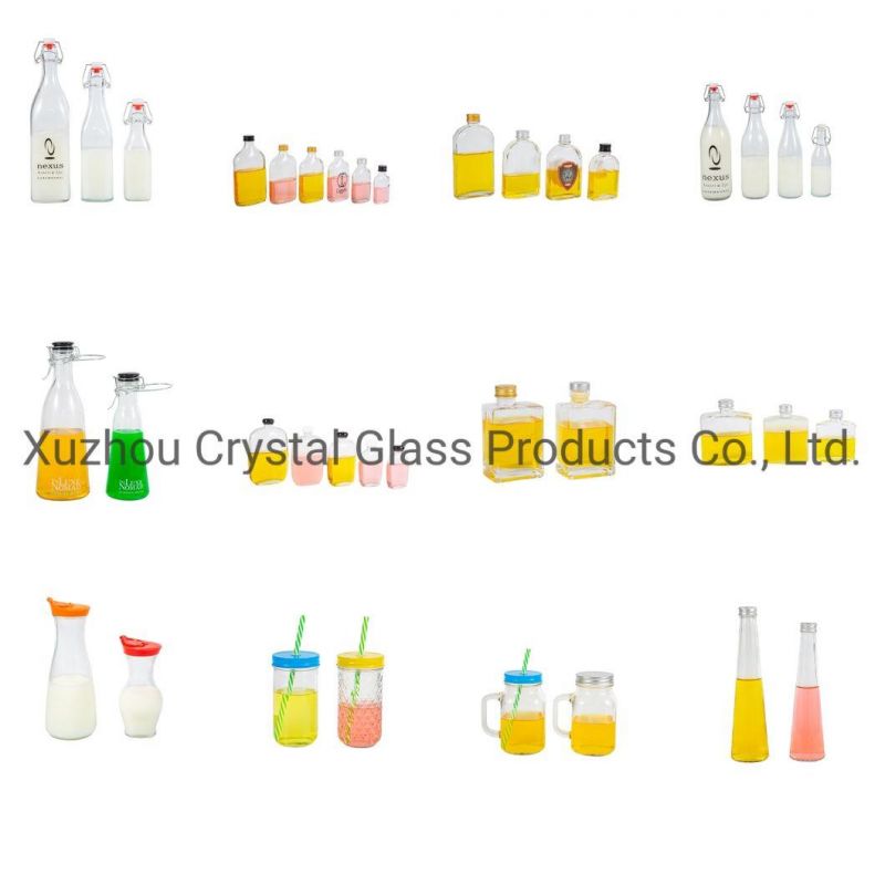 Round Types 300ml 500ml Drinking Glass Milk / Juice Bottle with Metal Lids