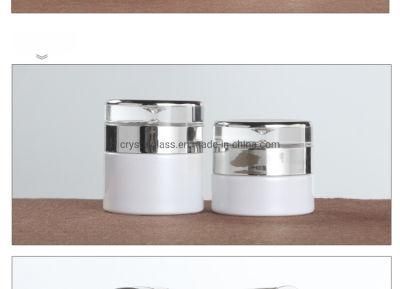 Luxury White Glass Cosmetic Jars for Makeup Cream