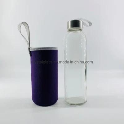 Glass Water Bottle High Quality Customized Unisex Sports Clear 500ml with Sleeve Heat-Resistant Unbreakable