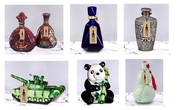 Spirit Bottles Supplier Gourd Shaped Paint Color Ceramic Vodka Bottle