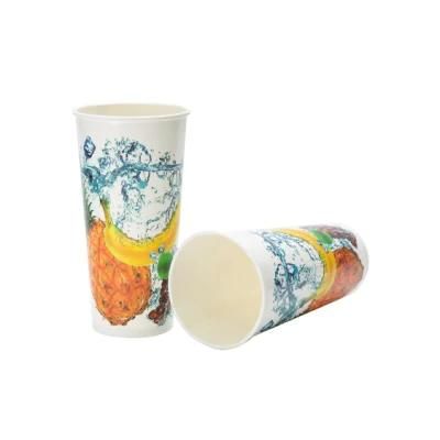 Take Away Paper Cups with Lids for Juice Cold Drinks Custom Paper Cups