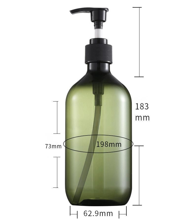 300ml 500ml Wholesale Refillable Shampoo Shower Gel Bottle Bathroom Soap Dispenser Liquid Storage Container Cylindrical Bottles with Pump