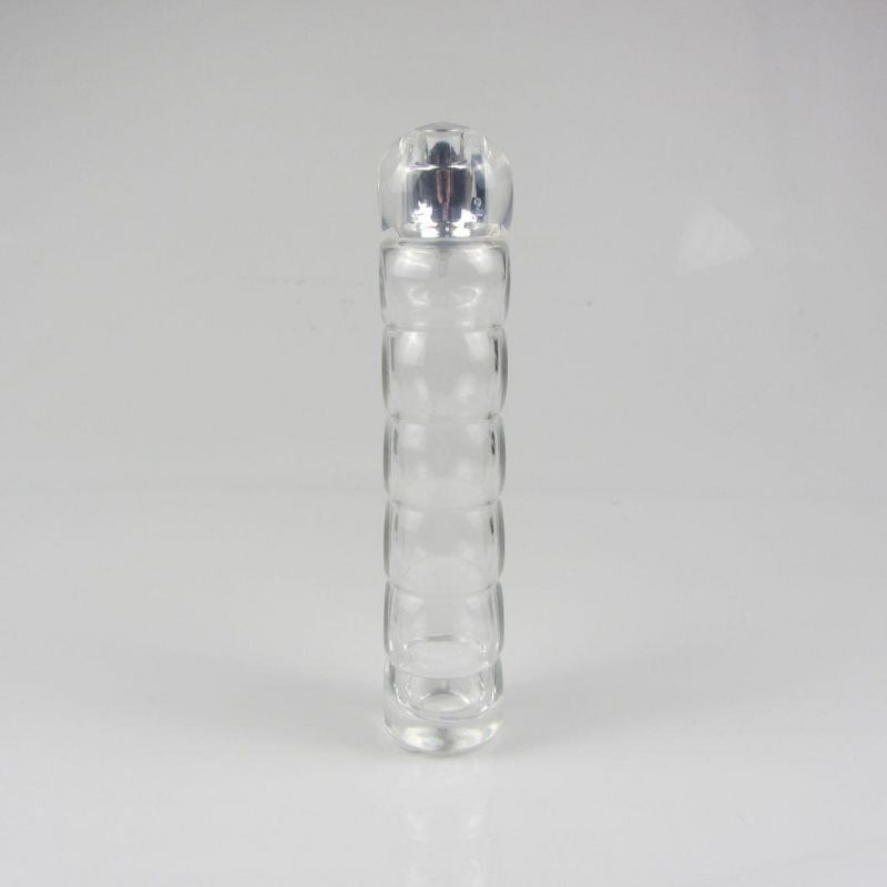 Clear Transparent Glass Perfume Bottle with Silver Spray Pump Cap