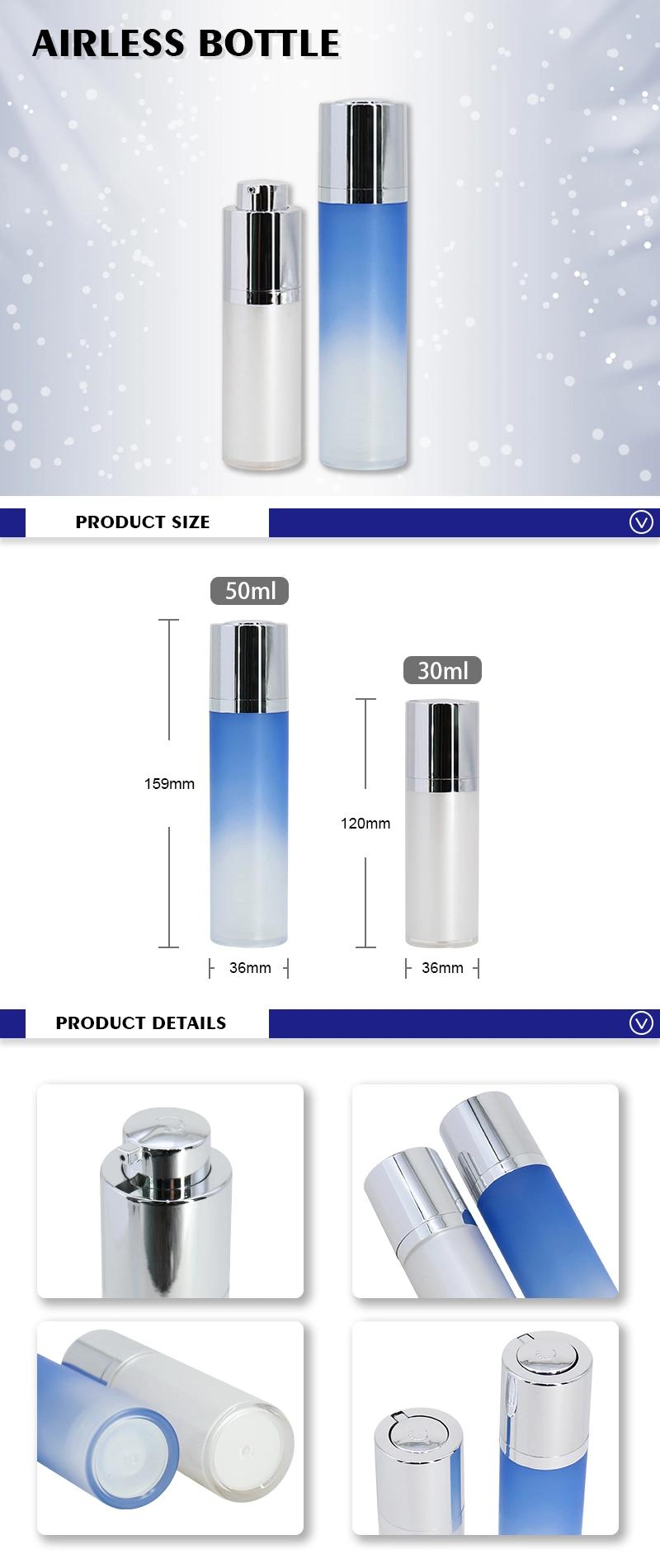 China Factory Cosmetic Packaging 50ml 30ml Skincare Packaging Acrylic Airless Bottle