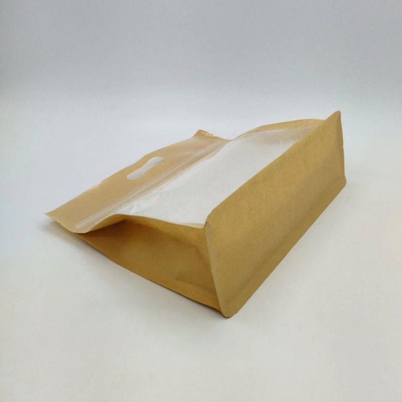 Custom Kraft Paper Bag with Clear Front and Handle