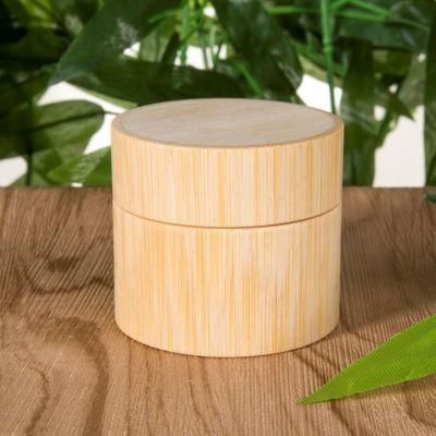 Natural High End Plastic Pet Double Wall Lotion Container Wood Bamboo Face Cream Jar for Cosmetic