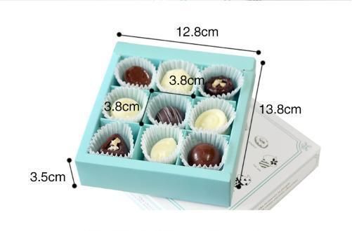 Wholesale Custom Luxury Fancy 9/12 Pieces Fresh Hand-Painted Blue Chocolate Cardboard Gift Packaging