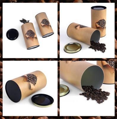 Firstsail Cylinder Shape Gift Food Box Packaging Tube Round Christmas Chocolate Tea Coffee Bean Tin Paper Can with Metal Lid