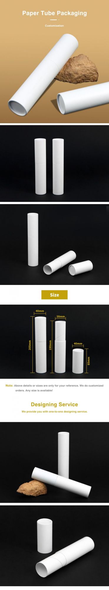 Firstsail Factory Customized Eco Recyclable Thin Wall Small Diameter Paper Tubes Cylinder Box Packaging White for Makeup Brush Cosmetic