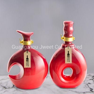 Custom Animal Horse Round Square Shape Shaped Christmas Oil Liquor Spirit Vodka Gin Tequila Ceramic Packaging Printing Bottle Bottles