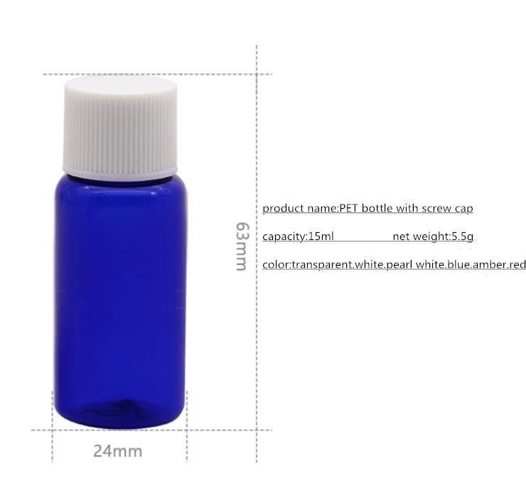 15ml Pet Vial Bottle with Screw Cap and Inner Plug for Cosmetic Sample Bottle