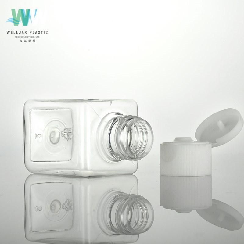 70ml Plastic Pet Square Bottle with Flip Lid