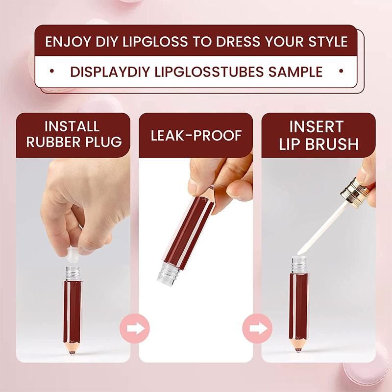 Wholesale 5ml Mini Cute Empty Luxury Plastic Lip Gloss Container Tube with Brush Wand