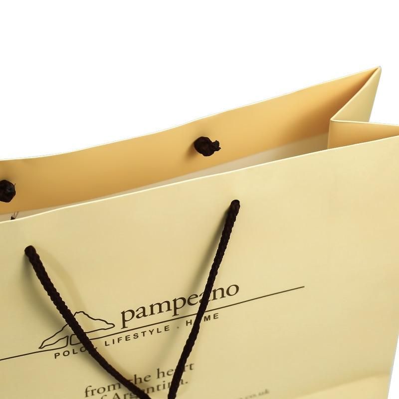 Luxury Khaki Color Printed Shopping Paper Bag with Handle