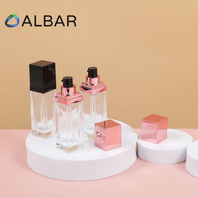 30ml Clear Makeups Glass Bottles for Bb Cream and Body Lotion in Cubic Square