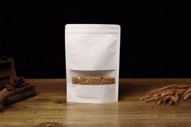 500g Square Bottom White Kraft Paper Bag with Ziplock