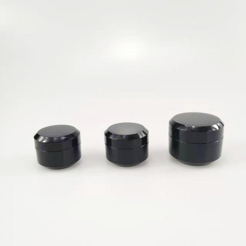 50ml Double Wall Thick PP Black Plastic Jar, Round Plastic Cream Jar 50g Cosmetic Jar