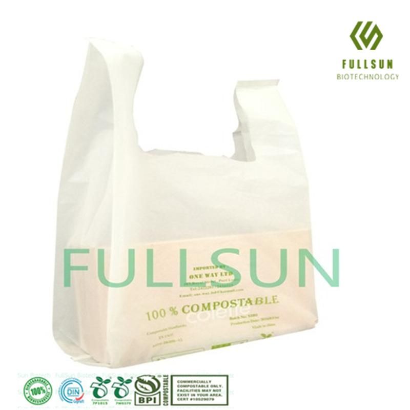 Biodegradable Plastic Handbag Tote Food Packaging DIN En13432 Custom Printed Compostable Supermarket Handle Promotional Shopping Bag