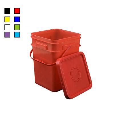 5 Gallon 20L Square Clear Pail Food Grade PP Big Plastic Buckets with Easy Tear Lid