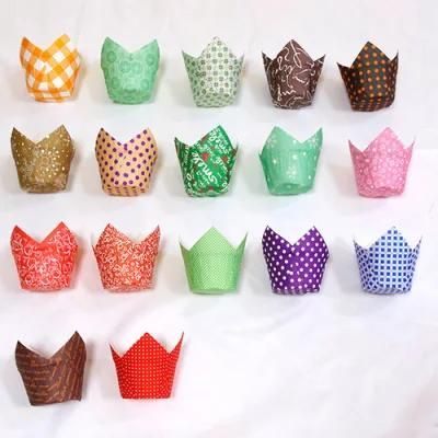 Greaseproof Paper Tulip Muffin Baking Cups for Bakrey