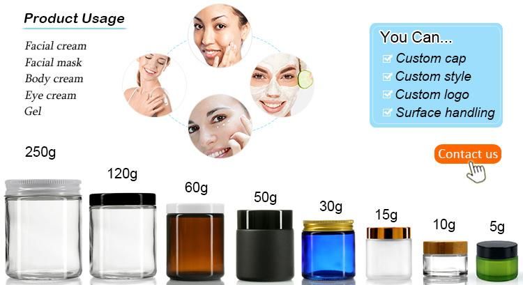 Empty 30ml 60ml 120ml 250ml Amber Glass Cream Cosmetic Jar for Cosmetics