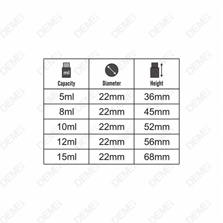 3ml-15ml Wholesale Cosmetic Packaging D18mm D22mm Straight Round Clear and Amber Serum Essential Oil Tube Glass Bottle with 13mm Silver Dropper Cap