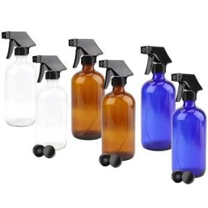 Empty Amber Glass Spray Bottles with Black Trigger Sprayers and Lids