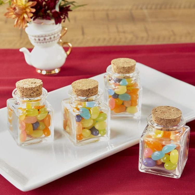 50ml Square Glass Favor Jar with Cork Stopper Petite Treat Glass Jar