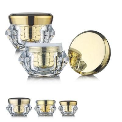 Empty Luxury Cosmetic Gold Shaped Plastic Acrylic Body Lotion Cream Jar China Supplier 5g 15g 30g 50g 100g