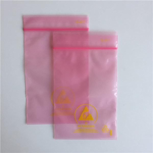 China Supplier Factory Price LDPE Pink Antistatic Ziplock Bag